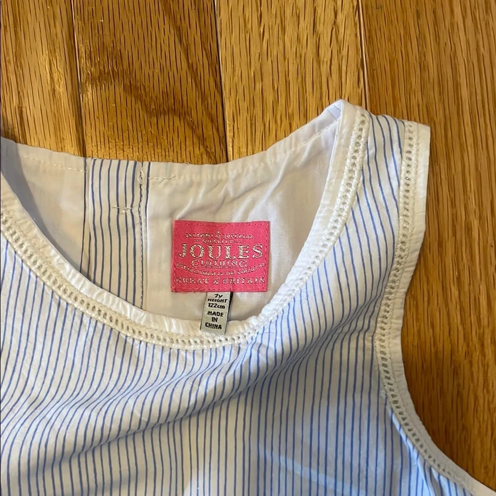 Joules White, Light Blue and Yellow Beach Print Sleeveless Dress
